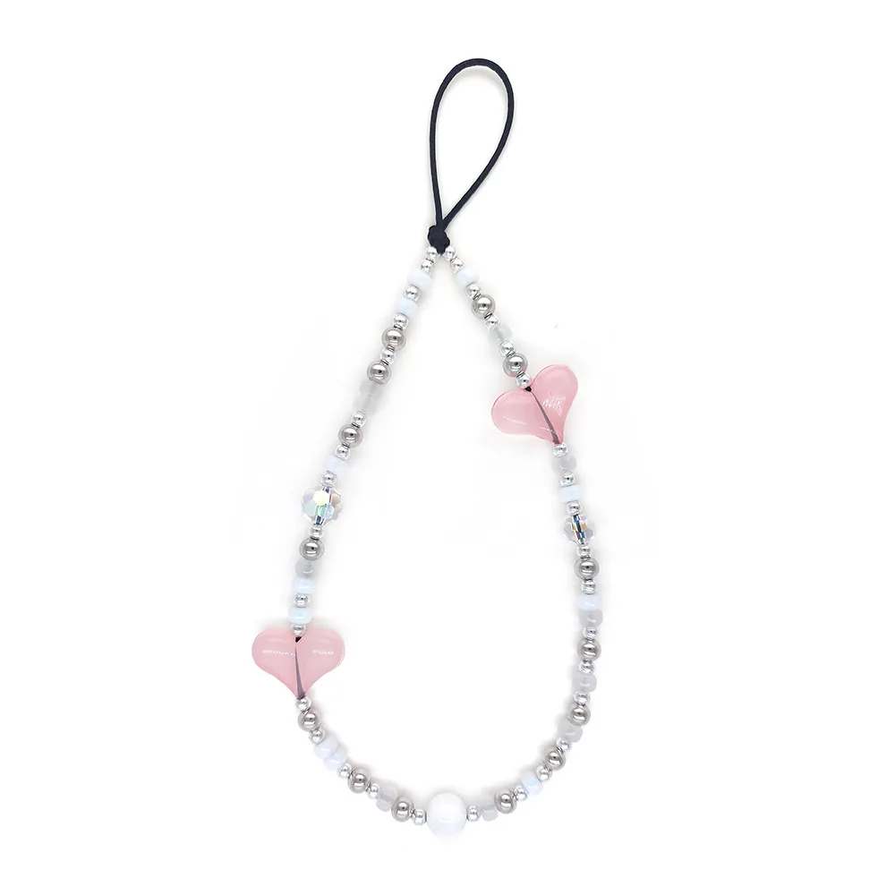 Colorful Detachable bowknot Acrylic Beaded Mobile Phone Lanyard and Mobile Phone Wrist Strap.beads for young girls