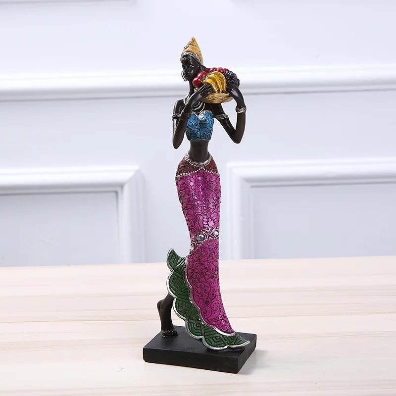 Resin High Quality Elegant Black Resin Premium Quality Young African Woman Lady Figurine For Home Decor