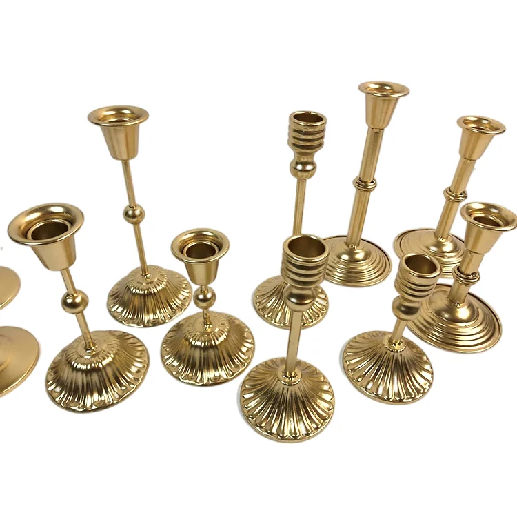 Customized Table Dinner Decorative Metal Candlestick Holder Gold Taper Candle Holder On Sale