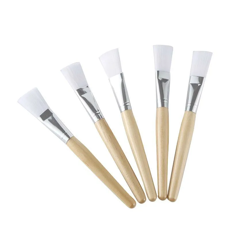 Custom Private Logo Mask Brush Soft Nylon Hair Wood Handle Facial Mask Makeup Brush Tools for Home Salon