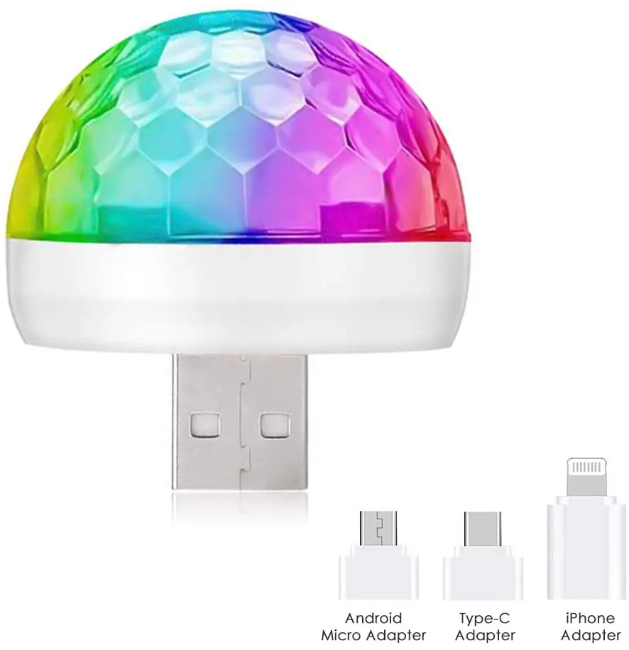 Fast Delivery Portable Mini USB Mobile Phone Disco Light Music Control Magic Ball Lamp For Bar Home Party