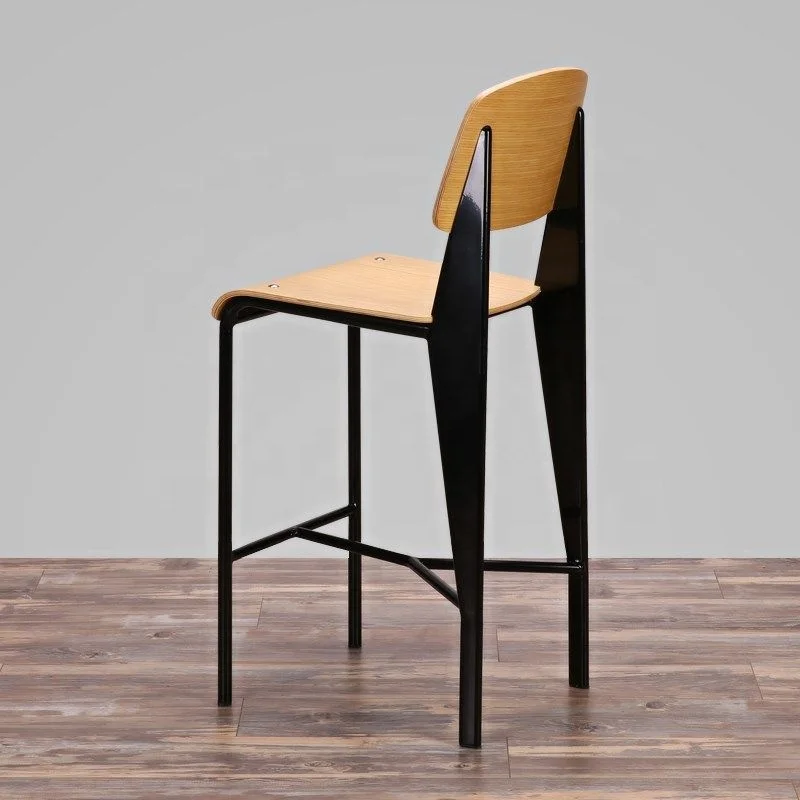 modern plywood back metal frame high bar stool chairs
