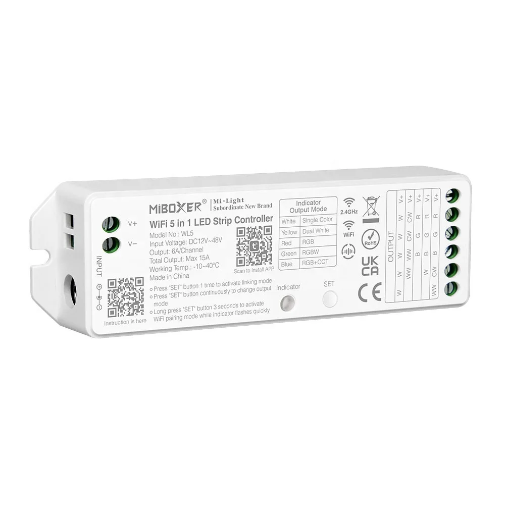 Mipboxer Mi light 5-канальный RGB CCT 5 Kanal 12V 24V 36V WiFi Alexa Google WL5 умный светодиодный контроллер