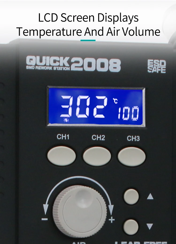 Quick 2008 Hot Air Gun Soldering Station Welding Solder Iron 110V 220V BGA SMD PCB IC Repair Solder Rework Station