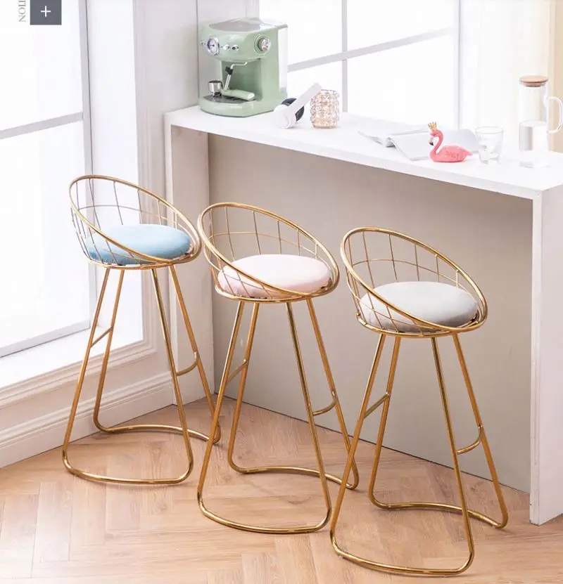 
Nordic modern simple commercial use household furniture metal legs bar chair and table sets high feet long narrow bar desk 