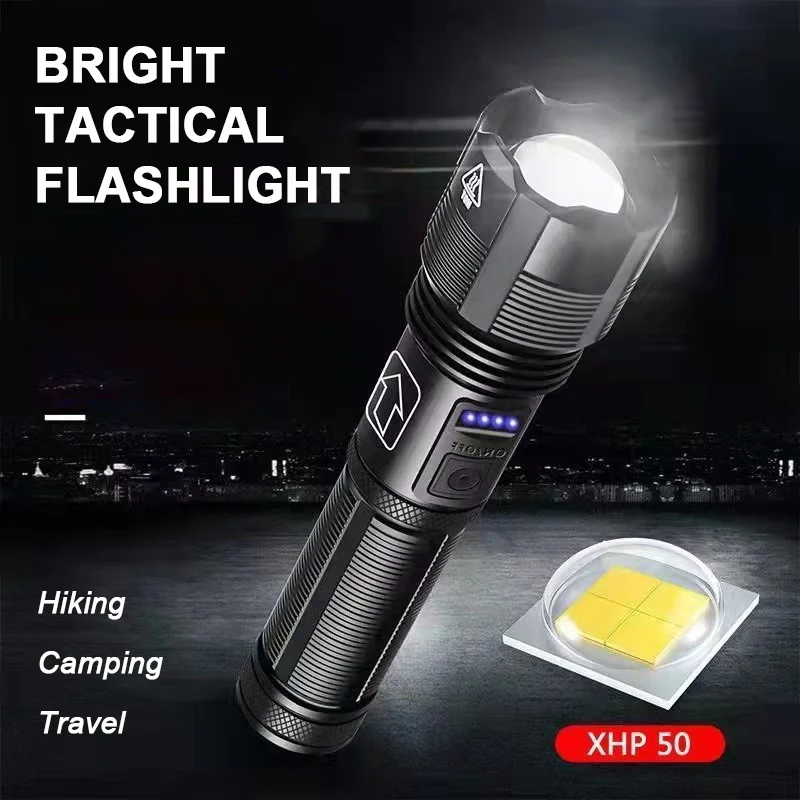 JinTeng Factory Wholesale Cheap IPX4 Aluminum Alloy XHP50 LED 10W Five Level 18650 Battery Tactical Flashlight Without Battery