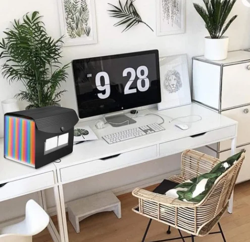 black document file folder Contact Paper Water Resistant File Holder 24 Pockets Expanding File Folder stationery