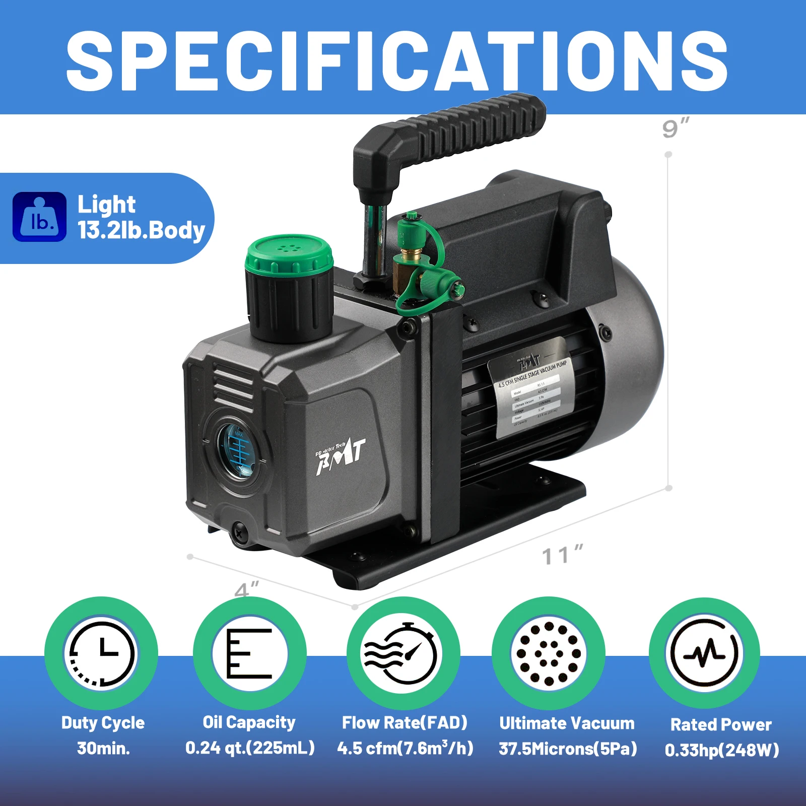 Комплект вакуумной камеры PB Motor Tech 3 галлона с вакуумным насосом 4.5CFM