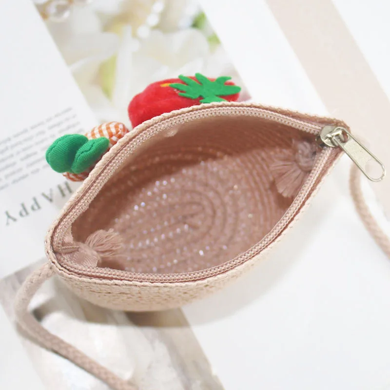2023 new summer mini cute kids small packet wheat straw woven straw bag beach change crossbody bag wholesale