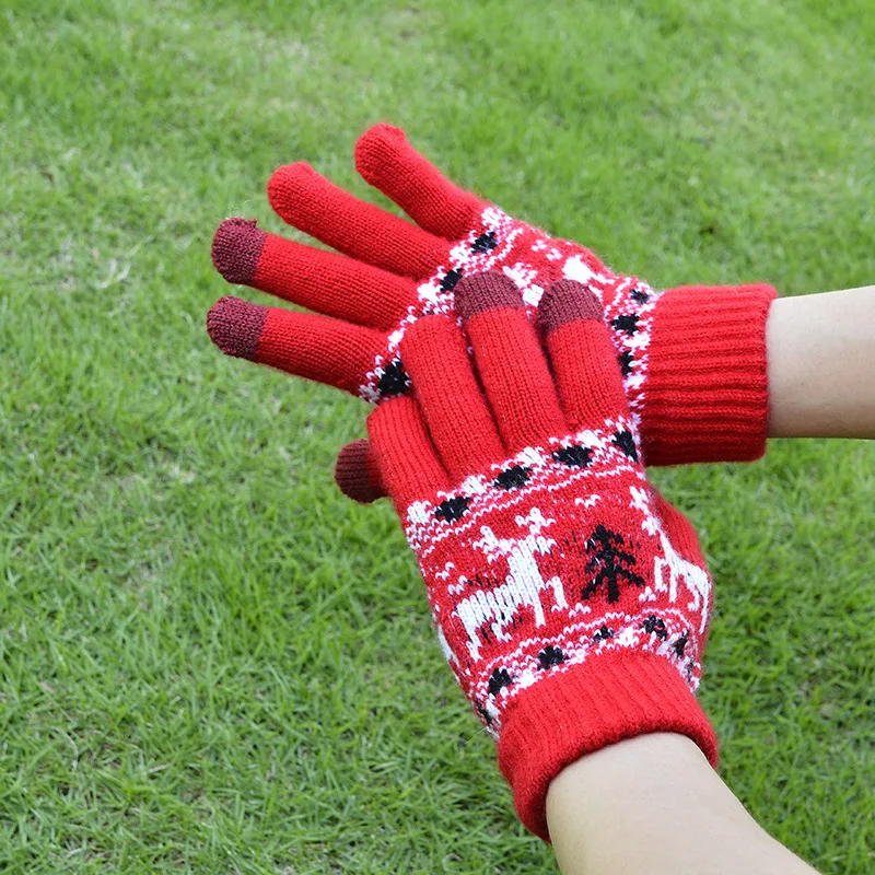 Прямая продажа с фабрики рождественские жаккардовые перчатки с оленем для сенсорного экрана Зимние перчатки для Хэллоуина теплые перчатки