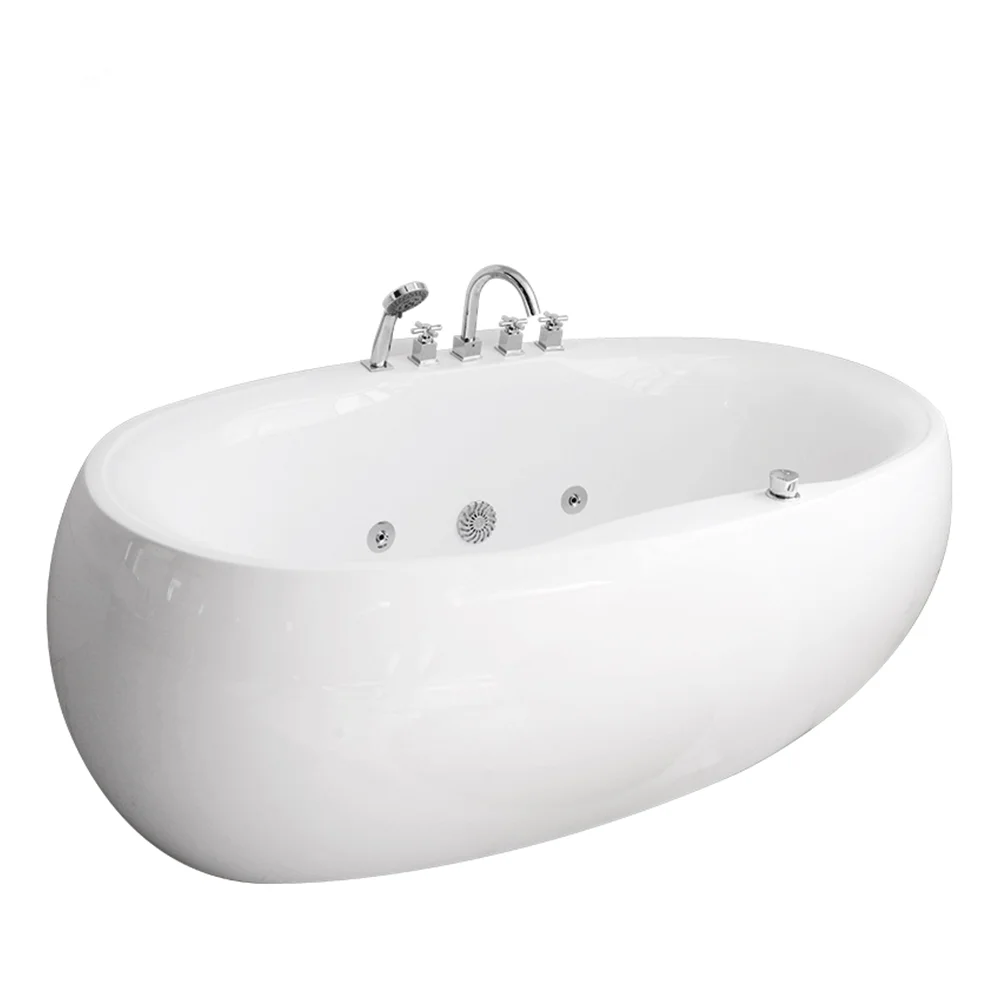 Luxury Free Standing Massage Corner Multi Functional Acrylic Hotel Whirlpool Bathtub Round Adult White Bathroom Bath Tub