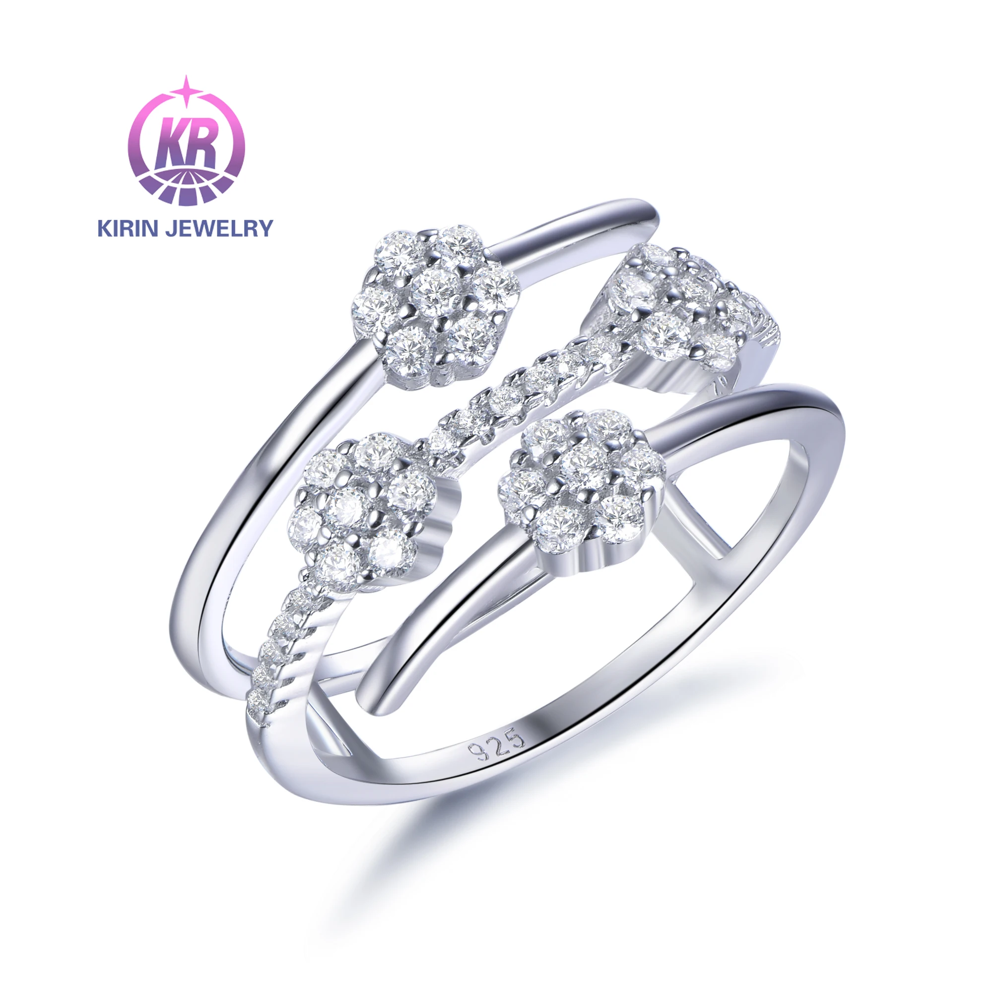 fine jewelry flowers diamond 925 sterling silver princess ring 925 sterling silver ring for women
