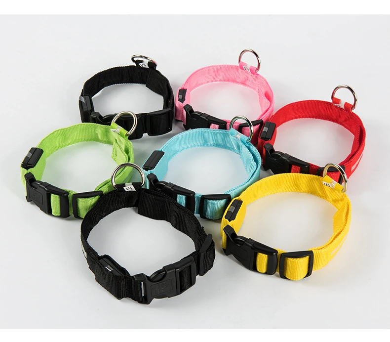 Night walking glowing LED dog collar pet cat nylon luminous collars rechargeable dog collar usb safty dog products