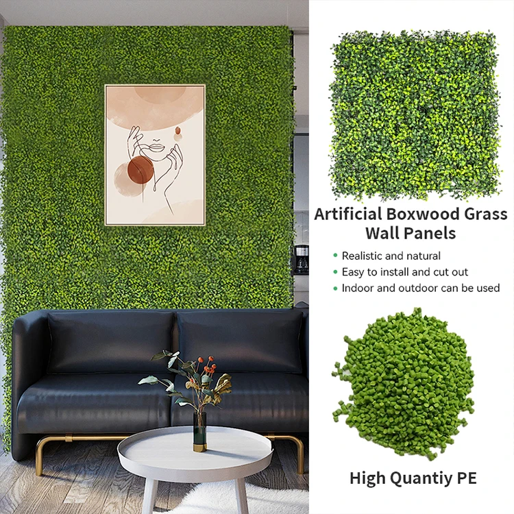 Grama Artificial Para Pared Green Fake Boxwood Hedge Plant Panel Artificial Grass Wall Panel Decor Privacy Greenery Backdrop