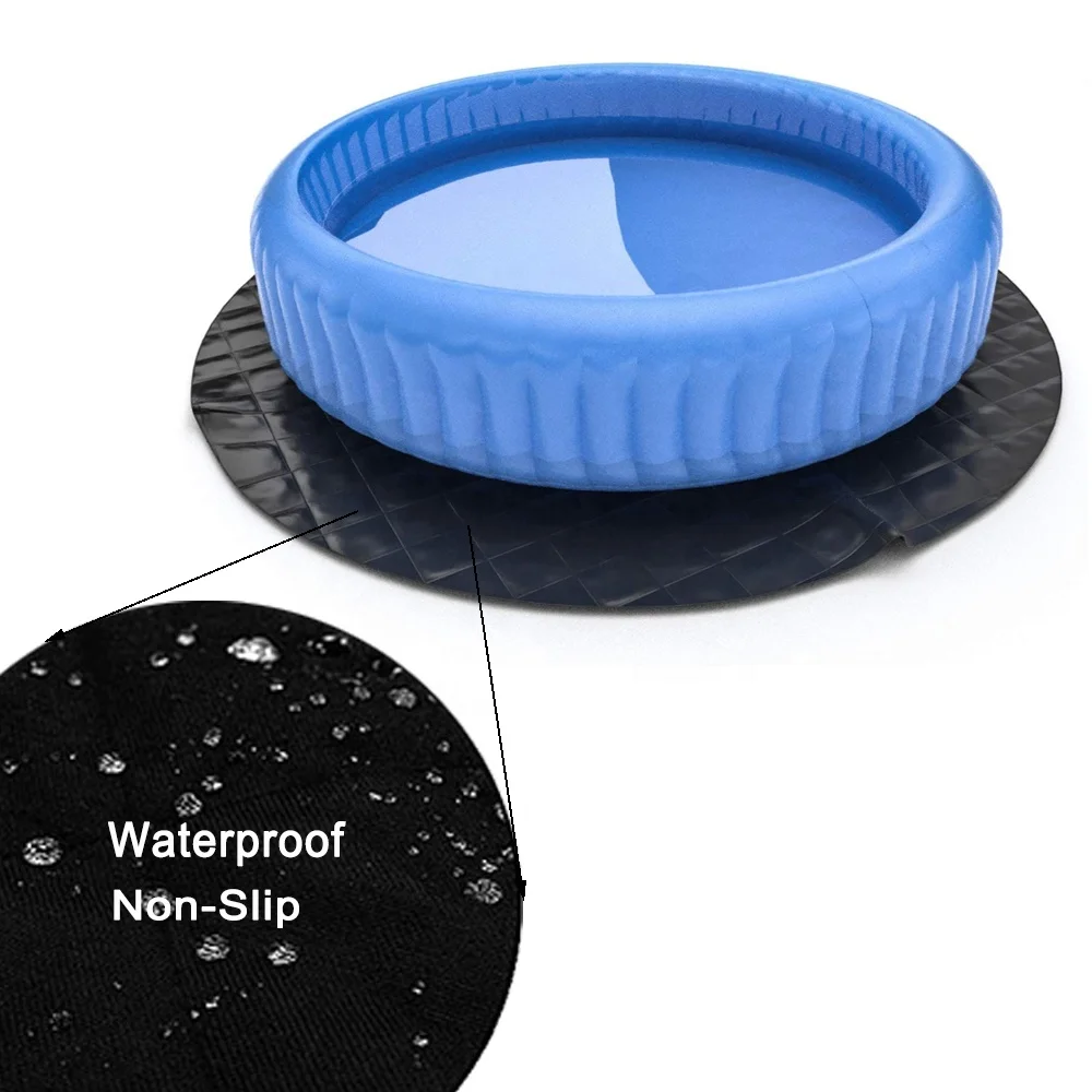Inflatable Hot Tub Mat, All-in-one Hot Tub Bottom Floor Protector Dia 240Cm,  Inflatable Hot Tub Pad Sheets, Black