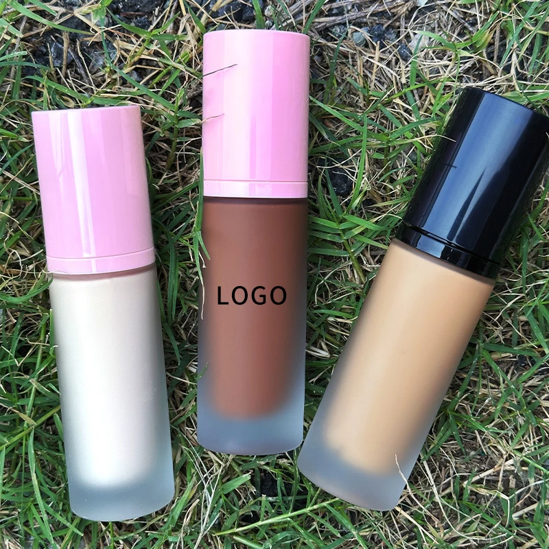 Matte Liquid Foundation Private Label Mineral Black Pink Lid Foundation Dark Skin Logo Cosmetics Makeup Liquid Foundation