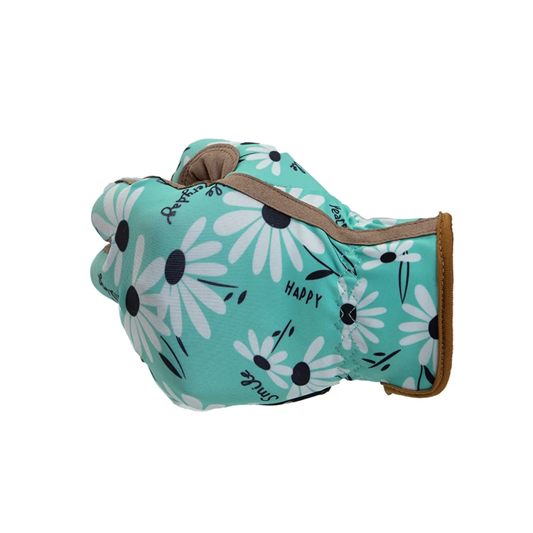Fashion Floral Printing Labor Work Gloves Synthetic Leather Gloves Garden Work Gloves