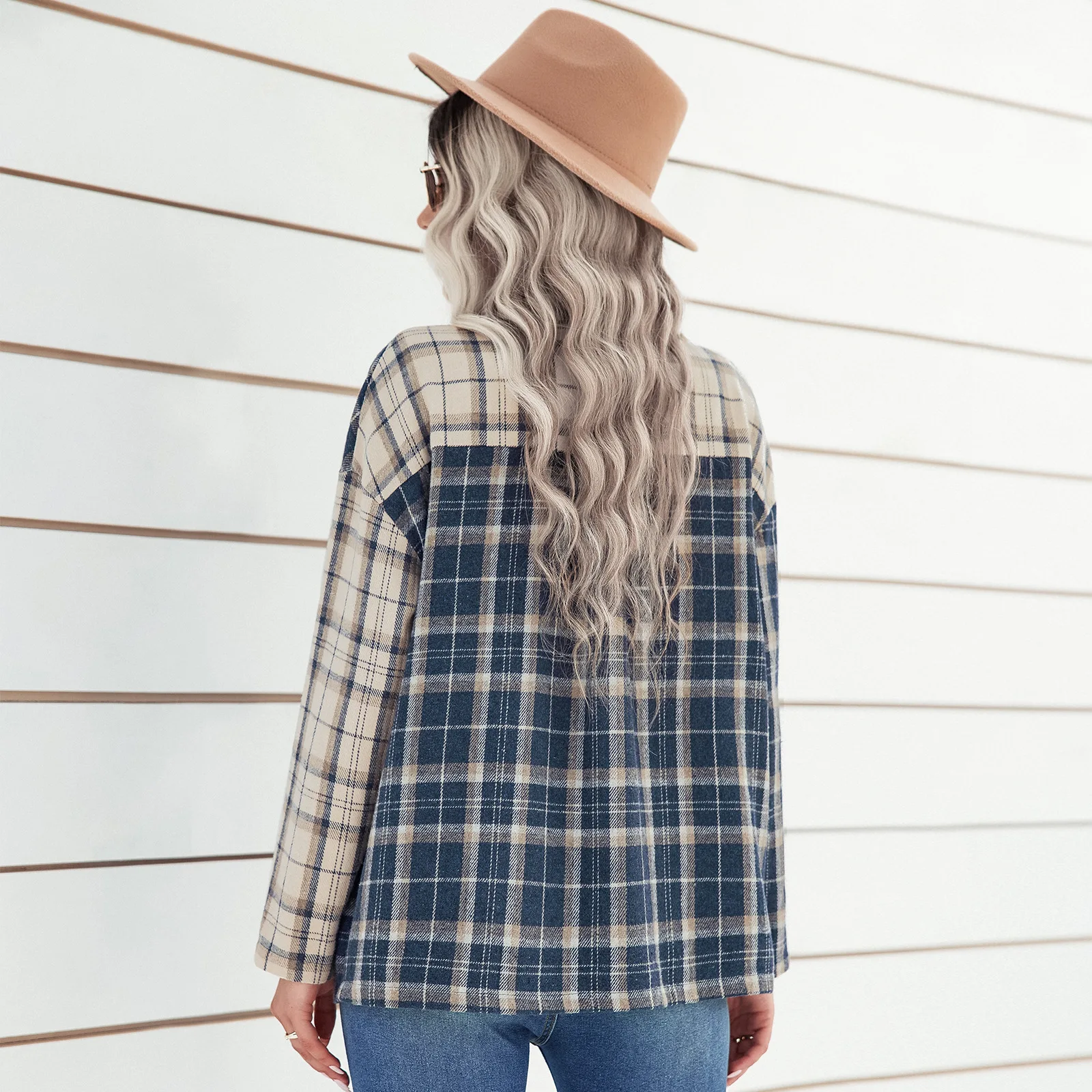 High quality chinese supplier leisure plaid ladies jacket flannel shirts, women turn-down collar casual shirt coats