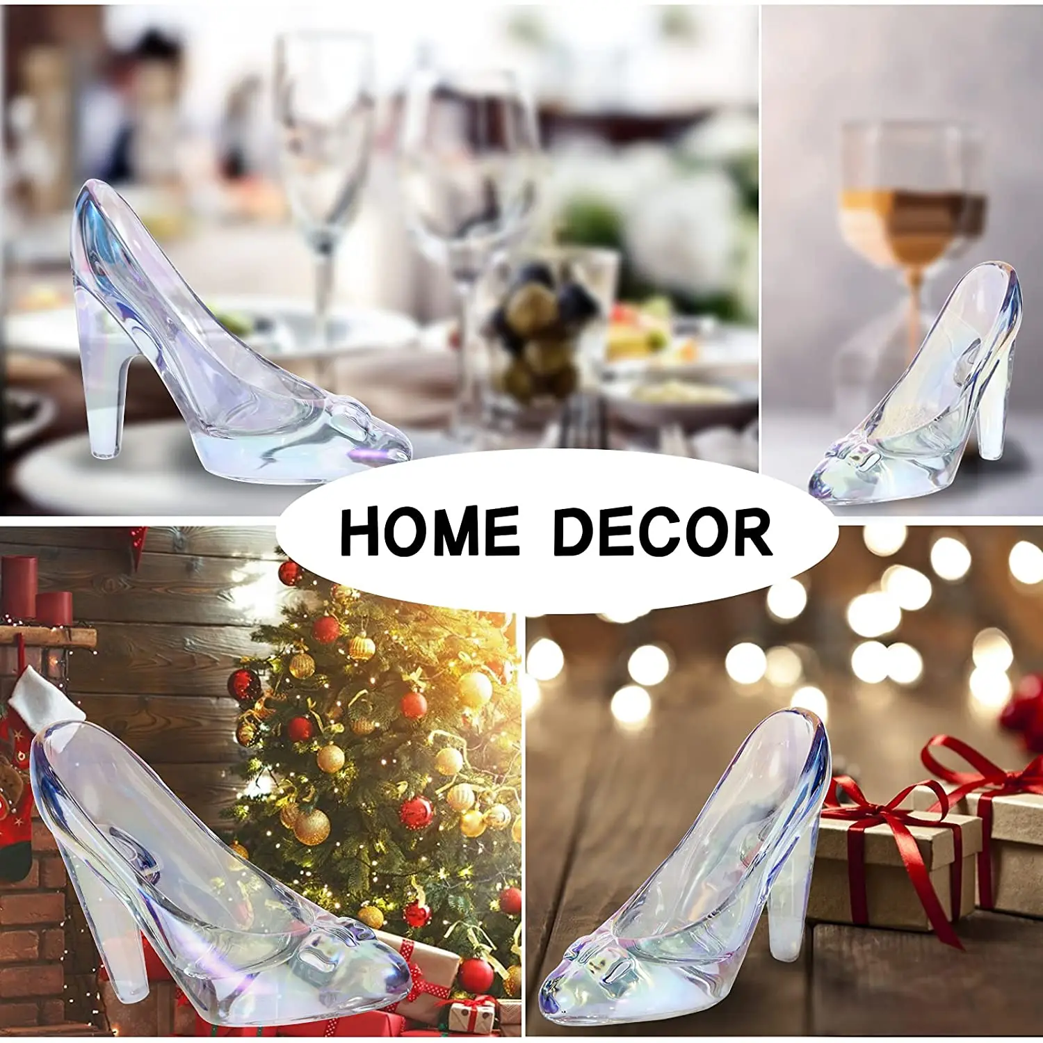 Crystal High Heels Shoes Ornaments Glass Slipper Decoration Gift for Birthday Wedding Party