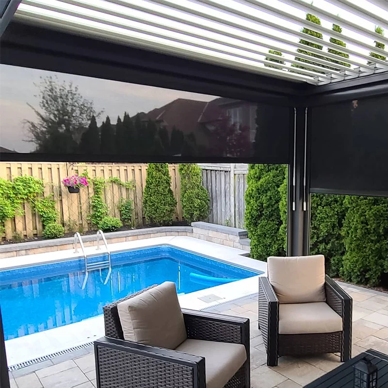 Outdoor Window Blinds Motorised Roller Blinds For Pergole Electric Remote Control