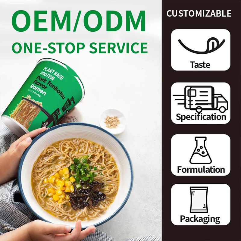 Healthy Instant Cup Noodles Vegan High Protein High Fiber Quick Cooking Plant Base Pork Tonkotsu Flavor Ramen