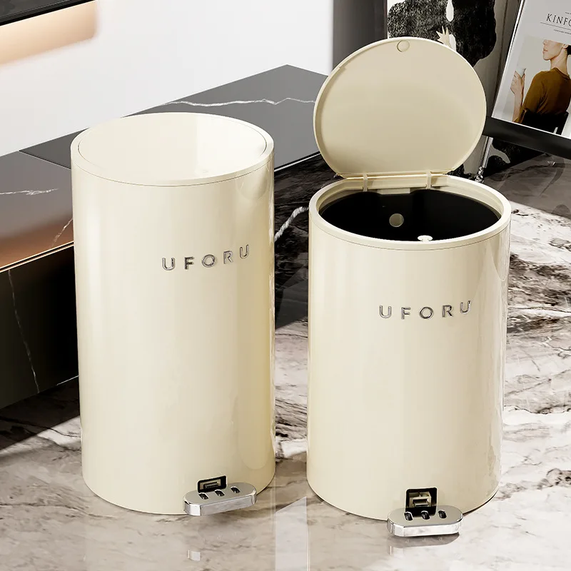 Wholesales Hotel Restaurant Double Layer Garbage Bin Kitchen Dustbin With Metal Edge Pu Leather Waste Bin Trash Cans
