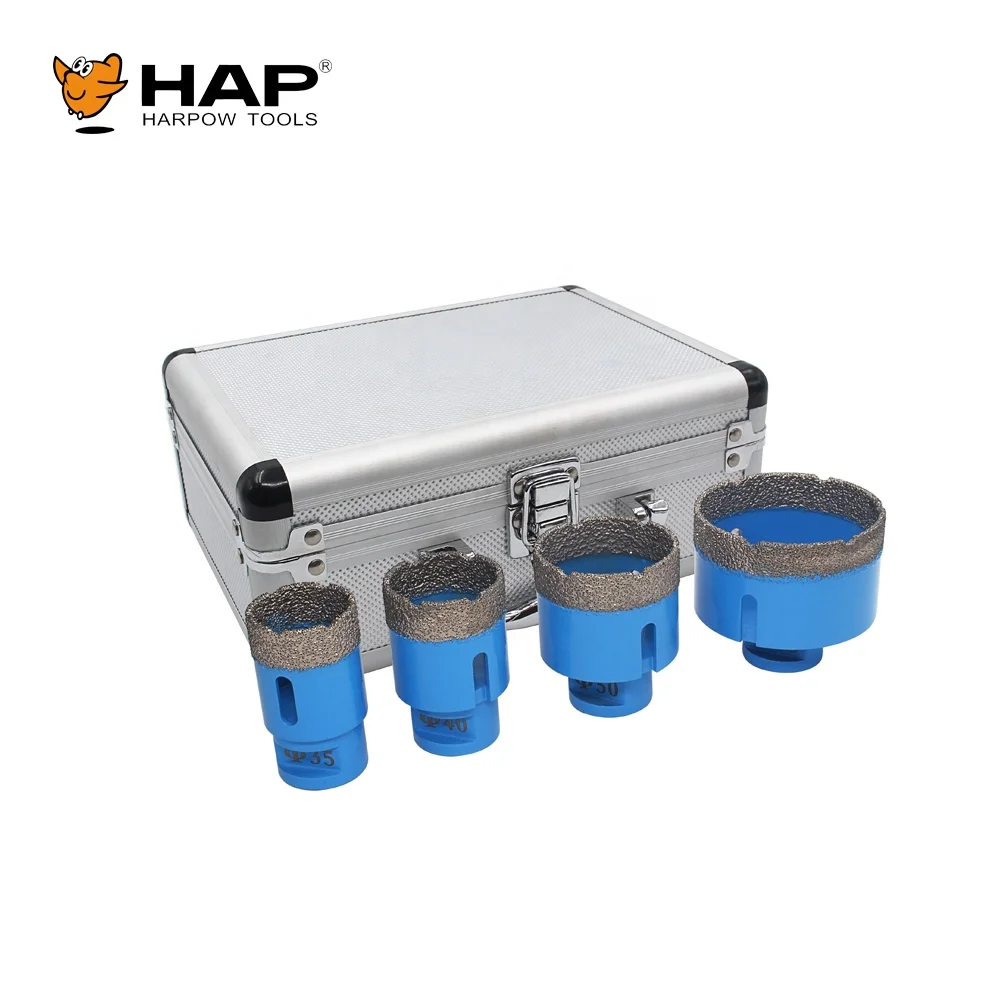 Hole Drilling Kit 4PCS Diamond Core Drill Bit Kit In Aluminium Case For Brick Wall Asphalt Reinforced Concrete