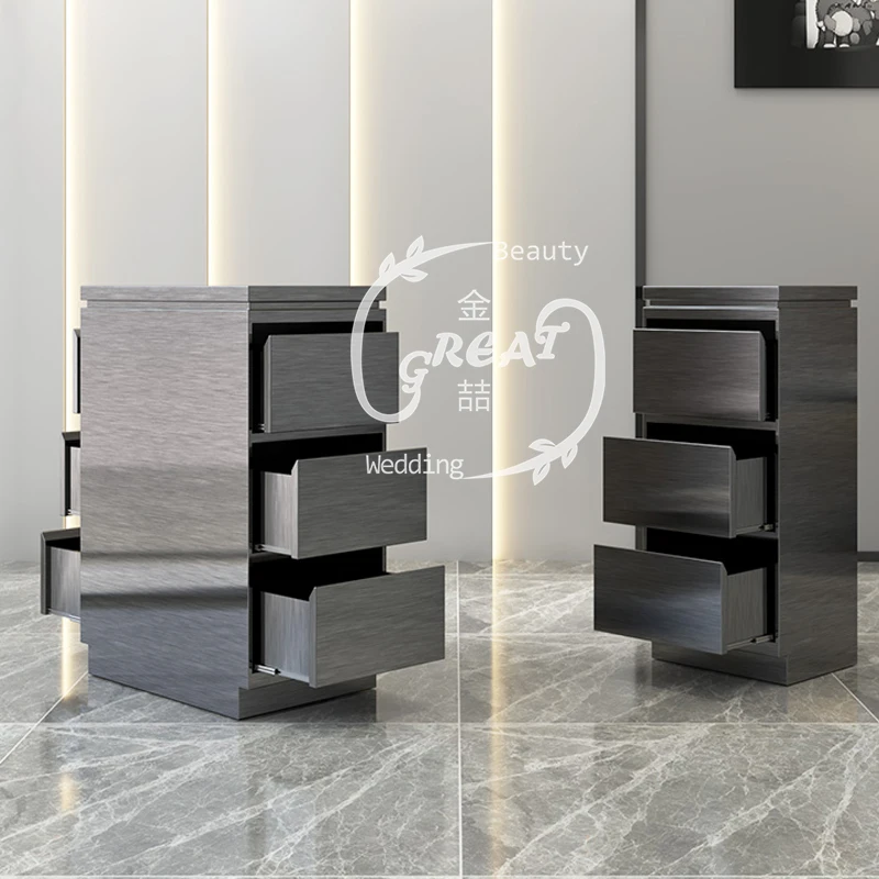 Foshan большой завод мебели высокое качество современный золотой косметический готовый стальной шкаф для Салона