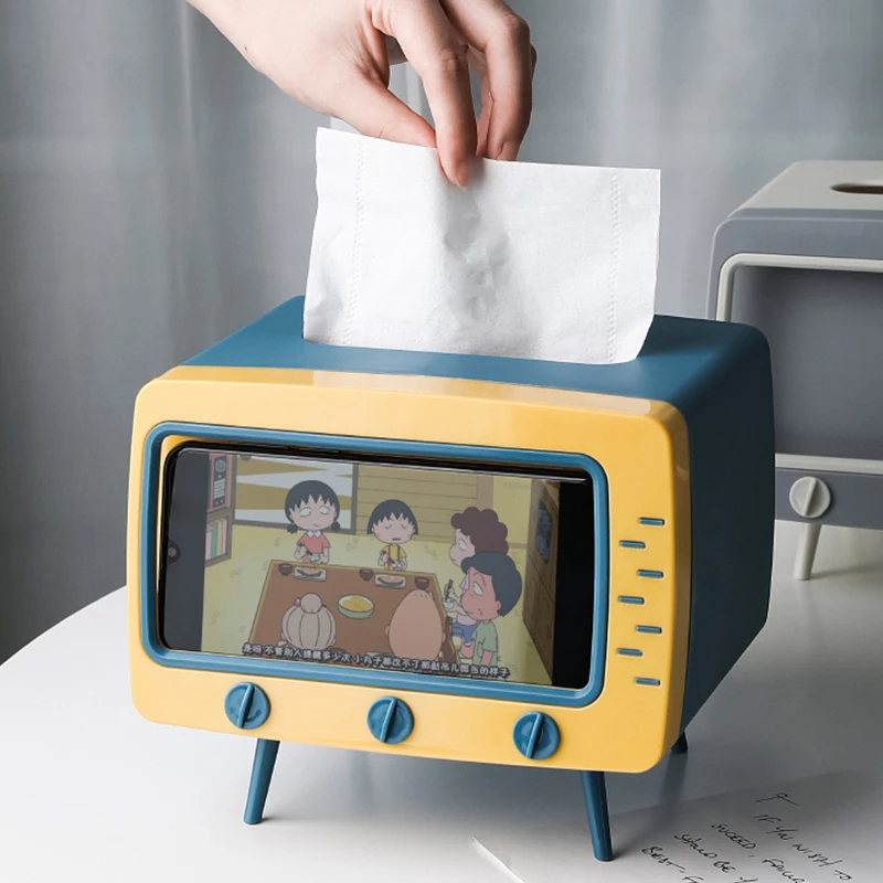 New Arrival Household Modern Napkin Tissue Box TV Shape Phone Holder Decorative Paper Box
