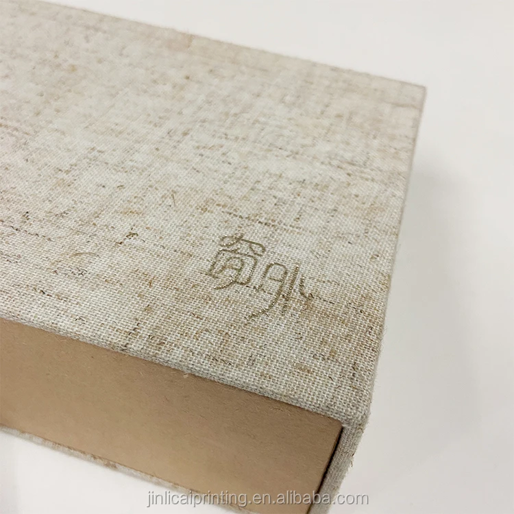 Custom cardboard paper packaging fabric cover gift luxury box with drawer