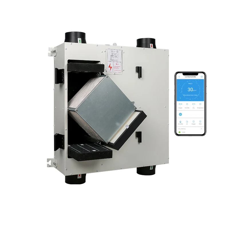 high static pressure BLDC motor ceiling  heat recovery system with intelligent controller Ventilation Heat Recovery System