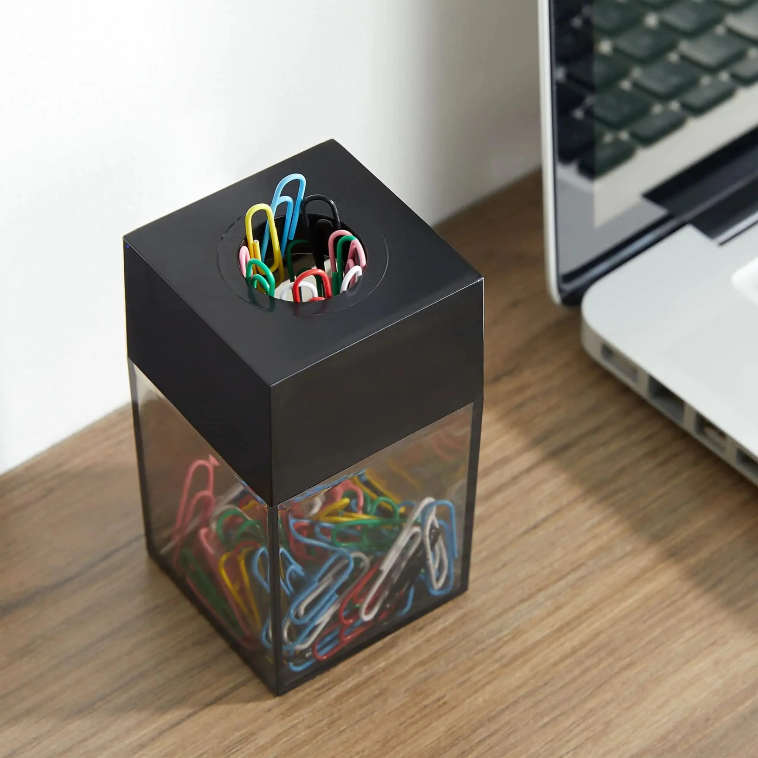 Large Capacity Square Magnetic Desk Organizer Paper Clip Dispenser and Storage Box Easy-to-Magnetize Accessory Holder