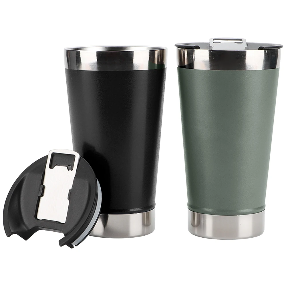 Wholesale Custom Logo Double Wall Stainless Steel Wine Tumbler Beer Mug with Lid