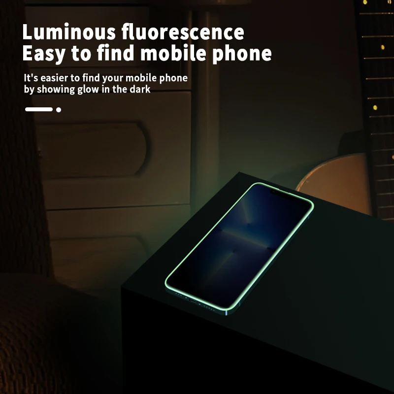 Luminous Fluorescent Anti Spy Privacy Tempered Glass Screen Protector for iphone 11 12 13 14 Pro Max Screen Glow Privacy