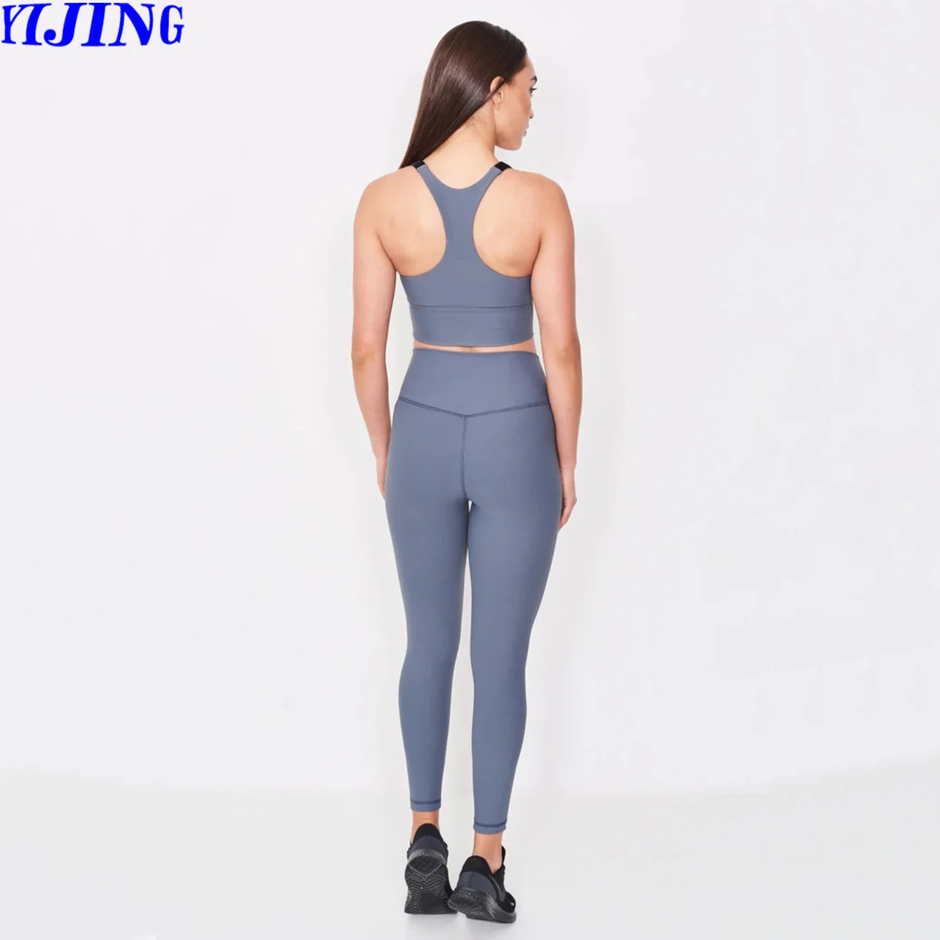 Custom Ribbed High Waist Yoga Jogger Pants Push Up Sports Bra Yoga Set Gym Wear Fitness Leggings Set Yoga Clothing
