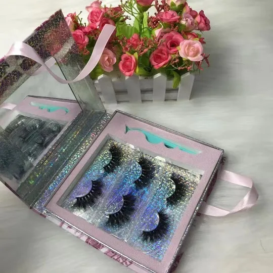 100% плоские норковые ресницы ручной работы с коробкой для ресниц на заказ