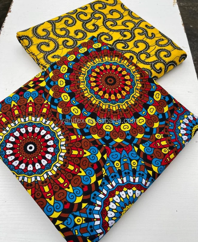 100% polyester custom African batik imitation wax printed cloth single side custom printing wax fabric