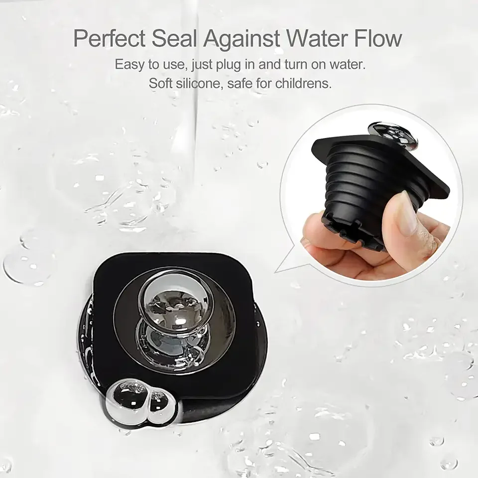 Bathtub Stopper Tub Drain Stoppers Made from silicone & stainless steel for Bathtub and Bathroom French Drain Pipe Freestandin