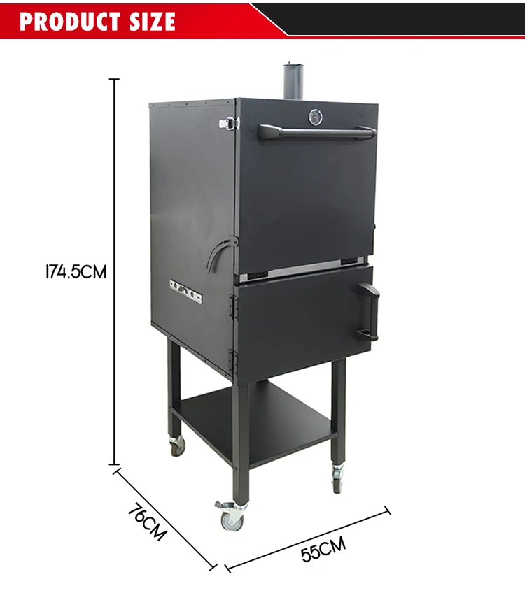 Charcoal Smoker Grill 3 Layers Freestanding Vertical Barbecue Grills Patio Garden Vertical Smoker With Wheels