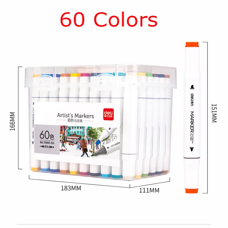 Deli маркеры ручка Набор цветных кистей для скетчинга двусторонних спиртовых ручек художника манга художественные принадлежности