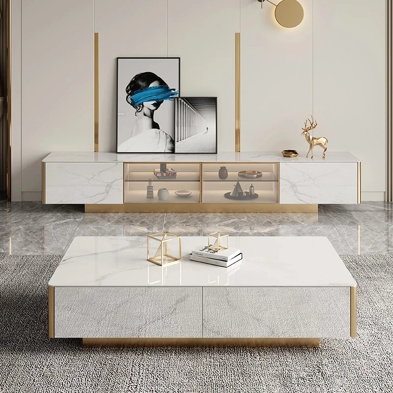 Современный простой светлый роскошный шкаф для телевизора Rock чайный столик комбинированный напольный итальянский семейный гостиной