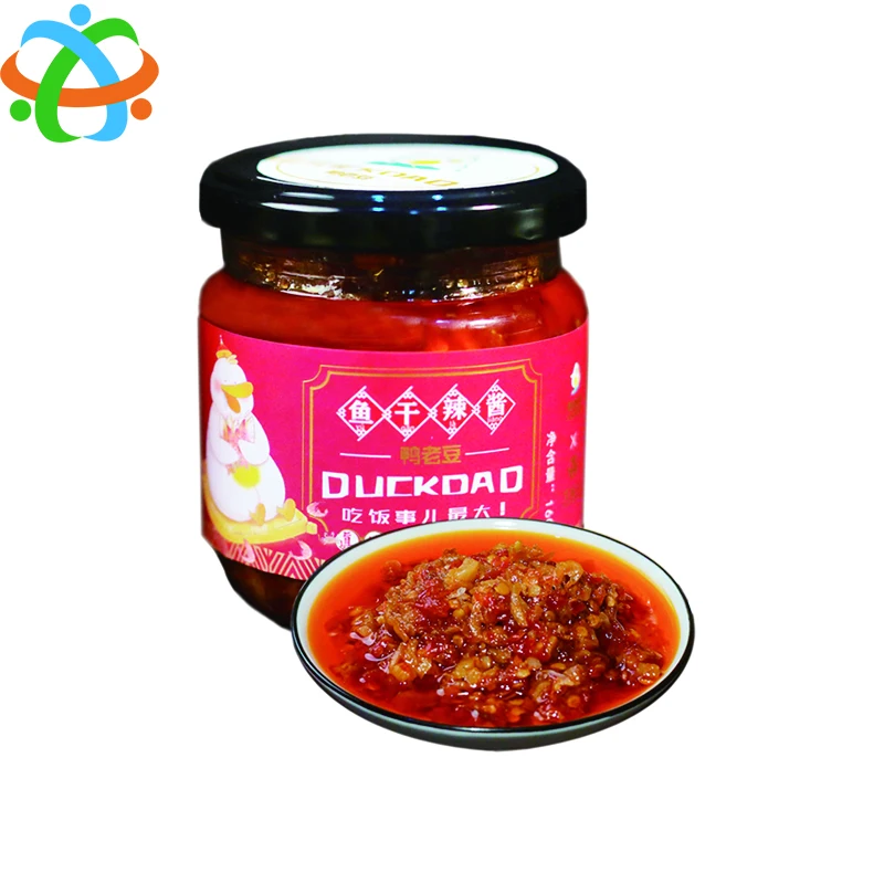 OEM Custom 160g Dried Fish Chili Sauce Glass Bottles Packaging Hot Sauce