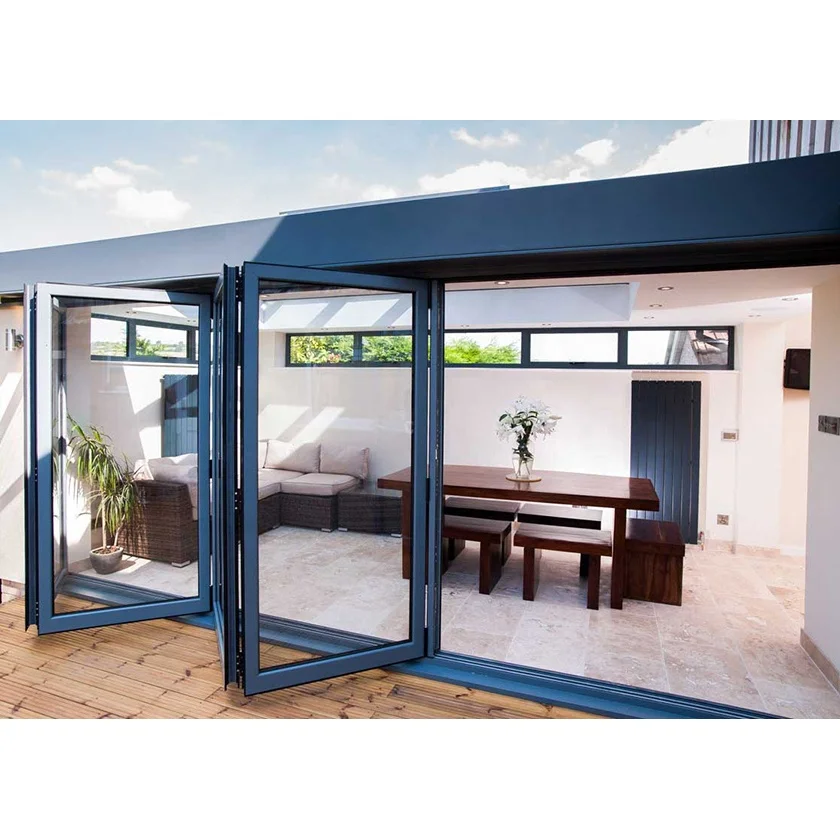 Factory Price Aluminium Folding Door Thermal Break Glass Bifold Door Exterior Patio Accordion Door