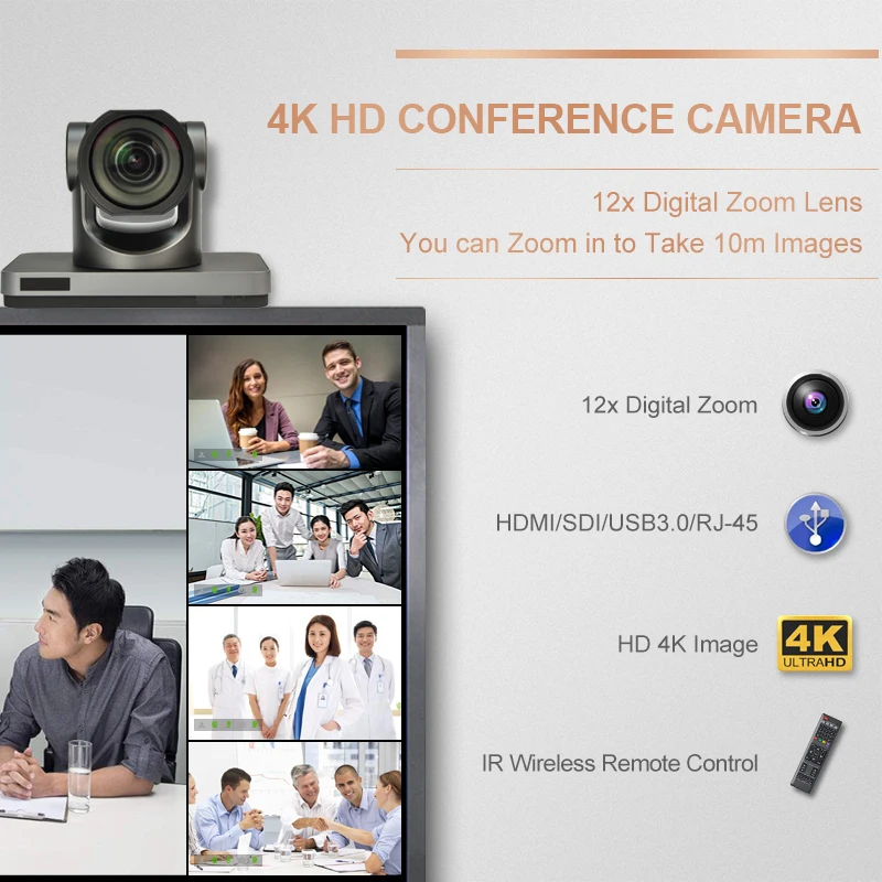 YSX-EV110 Professional Conference Room Camera PTZ 12X Optical Zoom Level 10 Meeting video conference system 4k HD