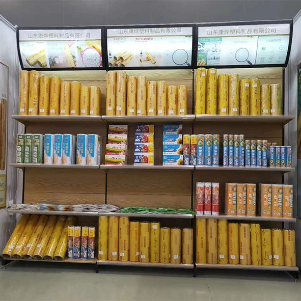 Factory Wholesale Clear cling film supermarket use 9.5 micron food grade pvc cling film for packaging jumbo rolls