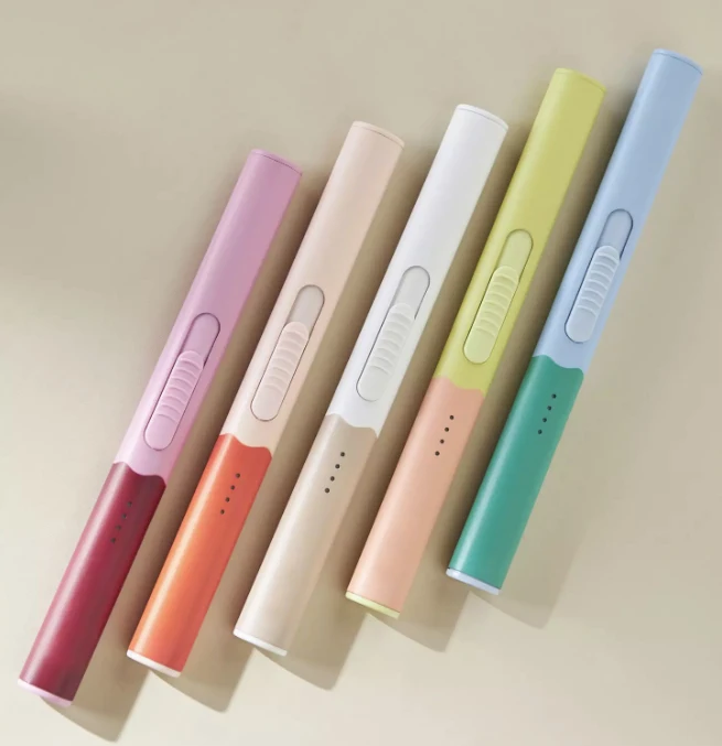 Electric Lighter Windproof Candy Color Kitchen Outdoor Aromatherapy Candle Lighter with Custom Printing