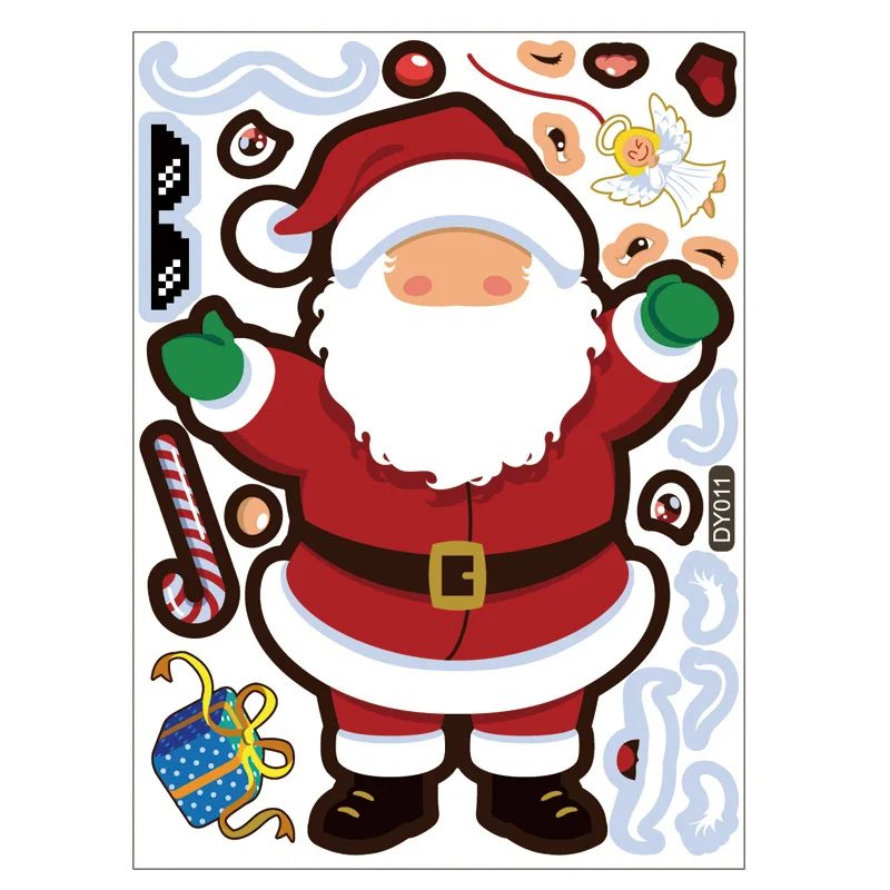New Creative Children Cartoon Christmas DIY Sticker Santa Snowman Cute PVC Sticker For Kids