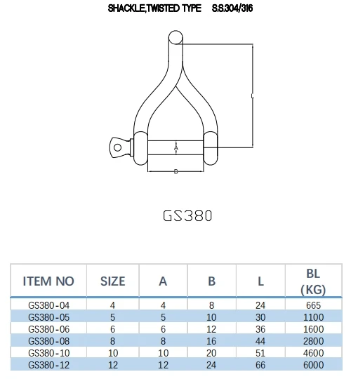Wholesale D Shackle Twisted Stainless Steel Twist Shackle Steel Shackle