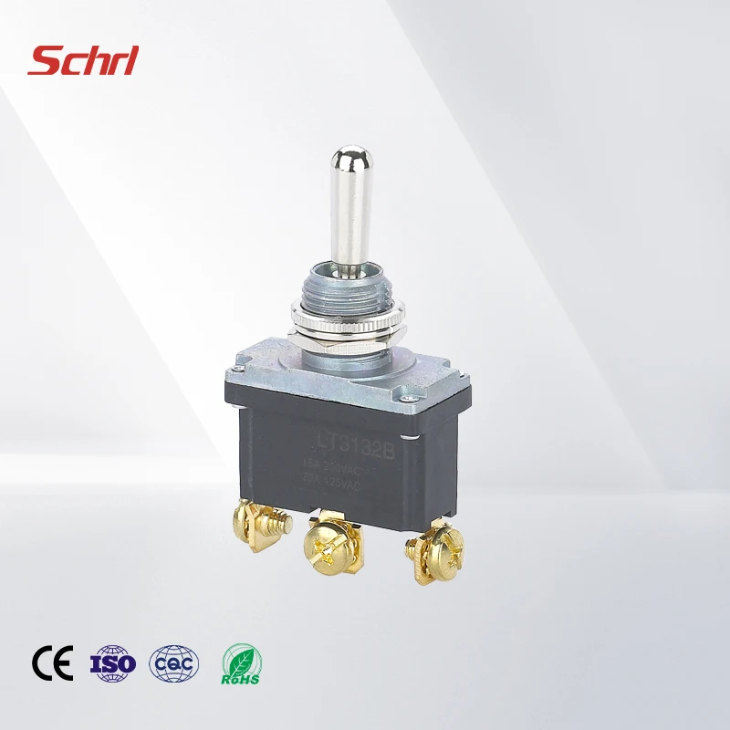 LT3132B (ON)-OFF-(ON) 15A 125V 250VAC 3way IP67 12mm Auto Reset Waterproof metal Toggle Switch