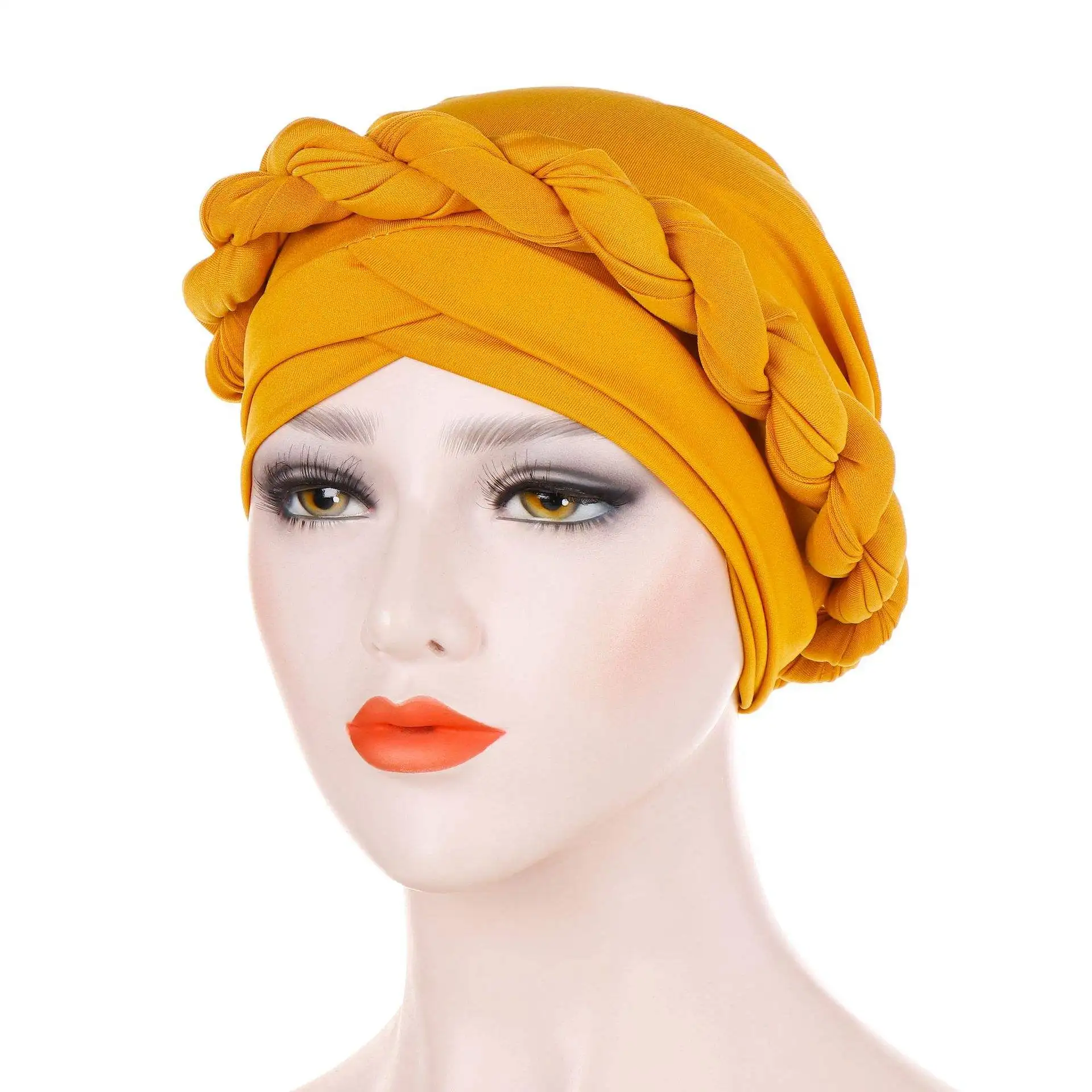 Yomo 2024 Muslim Europe and America monochrome single braid hat milk silk Indian hat